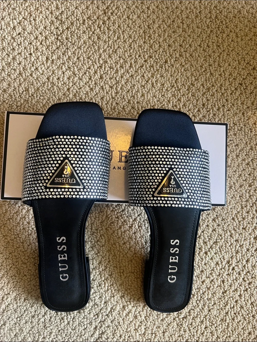 GUESS NEW W/O tags Black Rhinestone Slide Mules SIZE 11